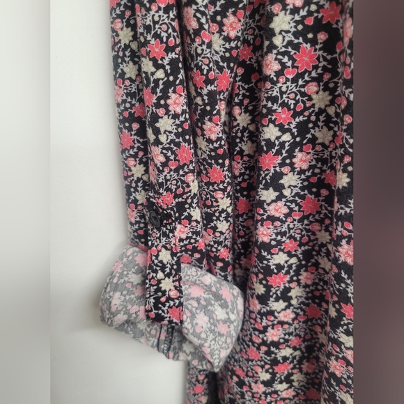 Velvet Heart M Floral Pullover Shirt Dress Partial Button Front Long Sleeve - Picture 2 of 6